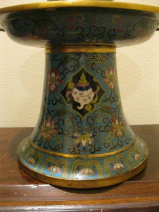 Vintage Chinese Cloisonne Candle Holders ? w Brass Seal 5