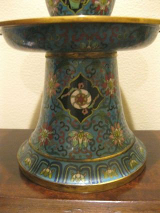 Vintage Chinese Cloisonne Candle Holders ? w Brass Seal 8