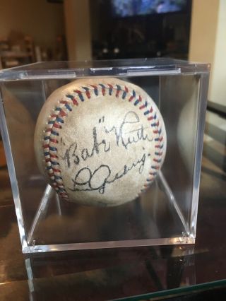 Babe Ruth & Lou Gehrig Ny Yankees Signed Vintage Reach American League Baseball