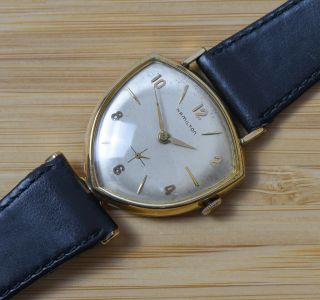 Rare Vintage Hamilton " Thor " 10k Gold Filled Wind Up Watch Leather Cal.  770