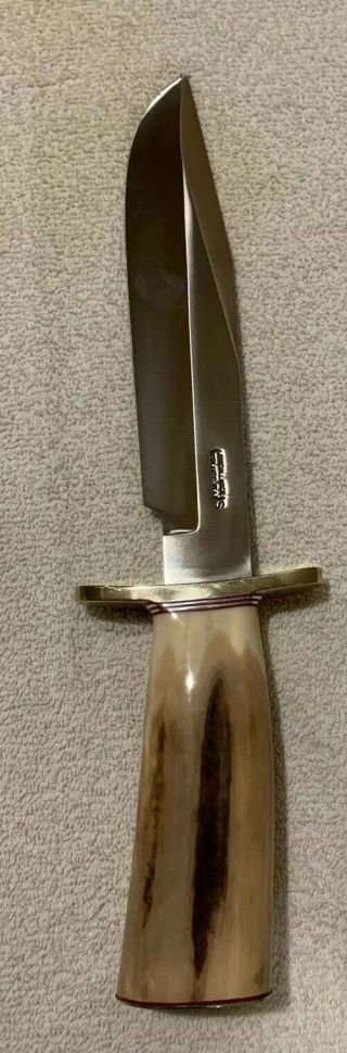 Randall Knife 12 - 9” 14 Grind Bowie With Rare Fossil Handle.  Sheath And Case