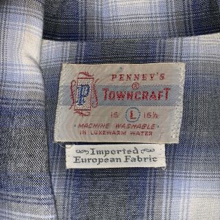 Vintage Pennys Towncraft Loop Collar Shirt Shadow Plaid Hip Hop Rare OG 7