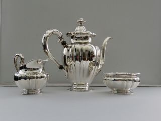 Antique 1900s Germany Gottlieb Kurz 830 Silver 3 Piece Bachelor Tea Set