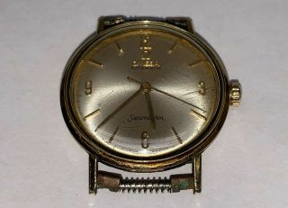 Vintage Omega Seamaster Automatic Gold - Colored Wristwatch W/ Silver Watch Dial