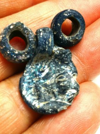 Rare Phoenician Glass Face Pendant & 3 Beads Historical Jewellery.  Roman Goddess