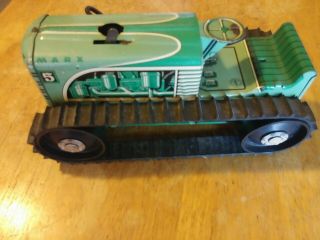 Vintage Marx Tin Wind Up Tractor 5 Green Tin Pressed Metal Great Cond.  Litho