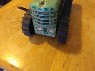 Vintage MARX TIN WIND UP TRACTOR 5 GREEN Tin Pressed Metal Great Cond.  Litho 3