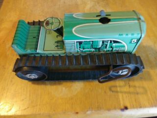 Vintage MARX TIN WIND UP TRACTOR 5 GREEN Tin Pressed Metal Great Cond.  Litho 4