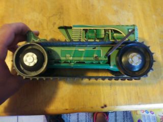 Vintage MARX TIN WIND UP TRACTOR 5 GREEN Tin Pressed Metal Great Cond.  Litho 5