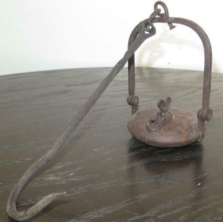 19th Century French Cast Iron Miners Oil Lamp