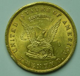 1853 Us Gold Assay 900 $20 Double Eagle Unc Territorial Gold Rush Rare Hi Grade