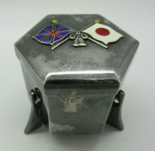 Antique 1910 British Japan Exhibition Miyamoto Shoko Sterling Enamel Trinket Box