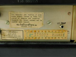 Hallicrafters SX - 115 Vintage Ham Radio Receiver w/ Box SN 115002 - 215873 9