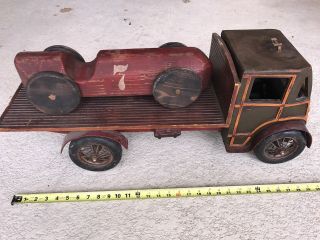 Vintage Rare Race Car Racecar Hauler Truck Early 1900 