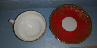 Vintage Weimar Burgundy Red 2 pc.  Tea Cup Saucer Porcelain German 3