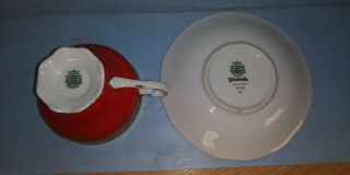 Vintage Weimar Burgundy Red 2 pc.  Tea Cup Saucer Porcelain German 4