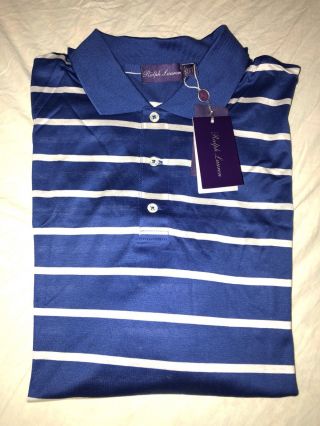 Vintage Polo Ralph Lauren Purple Label Polo Shirt Blue 2xl Xxl Made In Italy