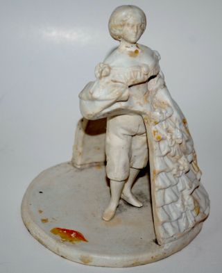 Rare Early Victorian Bisque Erotic Naughty Lady In Removable Hoop Skirt