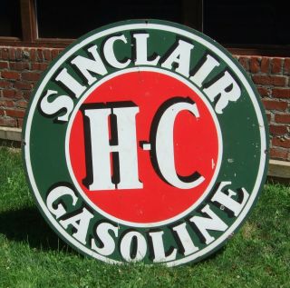 Sinclair Hc Double - Sided Porcelain Sign 48 Inch,  Vintage