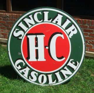 Sinclair HC Double - sided Porcelain Sign 48 Inch,  Vintage 2