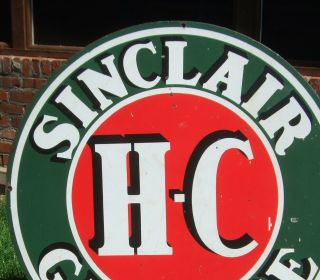 Sinclair HC Double - sided Porcelain Sign 48 Inch,  Vintage 6