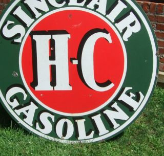 Sinclair HC Double - sided Porcelain Sign 48 Inch,  Vintage 9