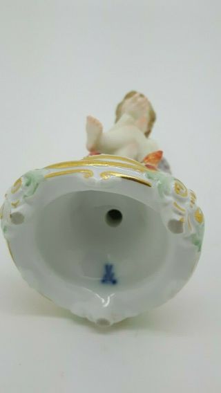 Antique Meissen Porcelain Figure Cupid Philosopher Schwabe M103 Holding Heart 10