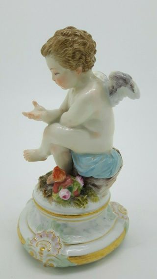 Antique Meissen Porcelain Figure Cupid Philosopher Schwabe M103 Holding Heart 2