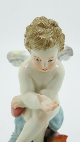 Antique Meissen Porcelain Figure Cupid Philosopher Schwabe M103 Holding Heart 3