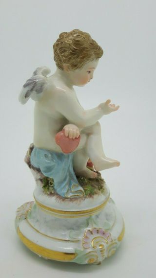 Antique Meissen Porcelain Figure Cupid Philosopher Schwabe M103 Holding Heart 5