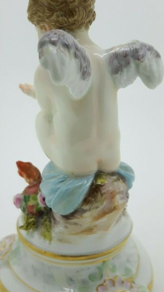 Antique Meissen Porcelain Figure Cupid Philosopher Schwabe M103 Holding Heart 6