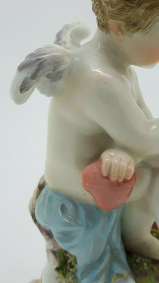 Antique Meissen Porcelain Figure Cupid Philosopher Schwabe M103 Holding Heart 8