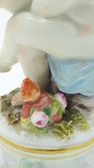 Antique Meissen Porcelain Figure Cupid Philosopher Schwabe M103 Holding Heart 9