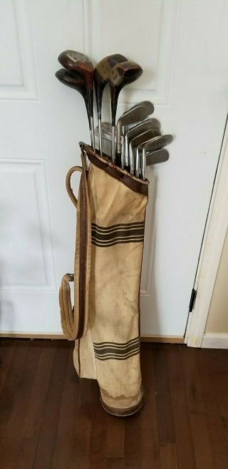 Antique Vintage Golf Set Clubs Pipe Bag Make Me An Offer