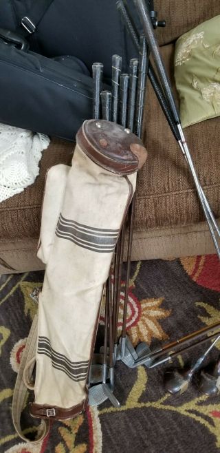 Antique Vintage Golf Set Clubs Pipe Bag Make Me An Offer 6