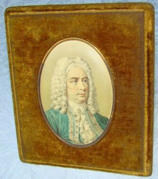 1890 Portrait Miniature Painting George Frideric Handel Classical Music Composer
