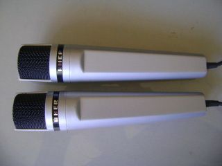 Uher M534 stereo pair vintage dynamic cardioid microphones XLR w/clips stand bar 2