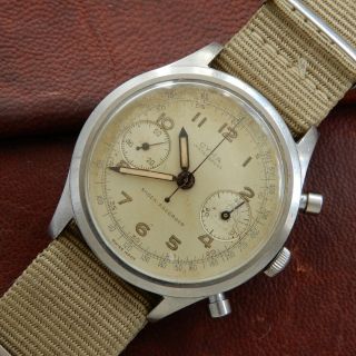 CYMA Ref 295’806 A Rare Clamshell JUMBO Chronograph Vintage 1940 Cal Valjoux 22 2