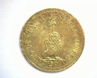 Paraguay 18xx Gold 20c On Argen.  1842 2 Escudos - Pattern Die - Gem Unc Extra Rare