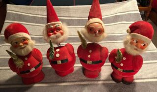 Vintage Western Germany German Santa Candy Container Bobble Head Paper Mache X 4