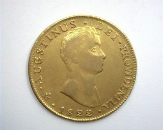 Mexico 1822 - Mojm Gold 8 Escudos Extremely Fine Rare