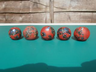 5 Roman Large Red Mosaic Glass Bead Blue Dark Blue White Yellow 100 - 300 A.  D.