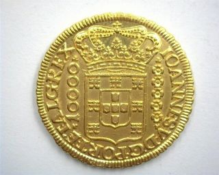 Brazil 1726 Gold 10000 Reis Gem Uncirculated Extremely Rare This