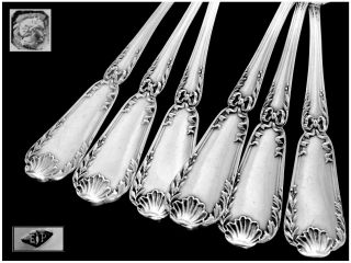 Puiforcat Antique French Sterling Silver Spoons Set 6 Pc Pompadour 5 " 6