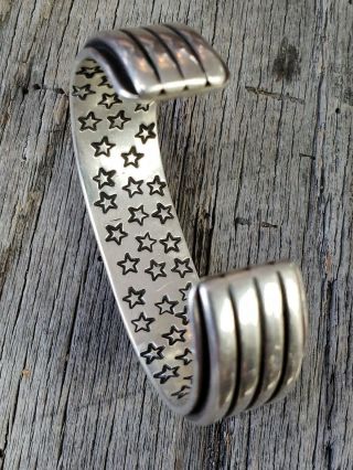 Large Heavy Bold & Wide Cody A.  Sanderson Navajo Sterling Silver Cuff Bracelet 10
