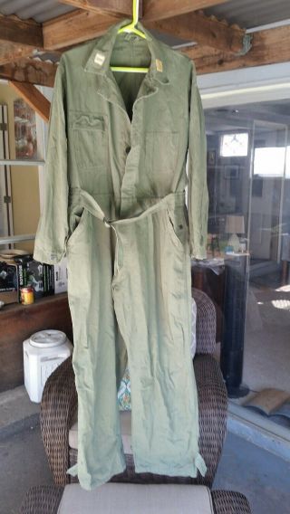 Vintage 1940 ' s WW2 US Army 13 Star HBT Jacket Suit Coveralls 44R 3