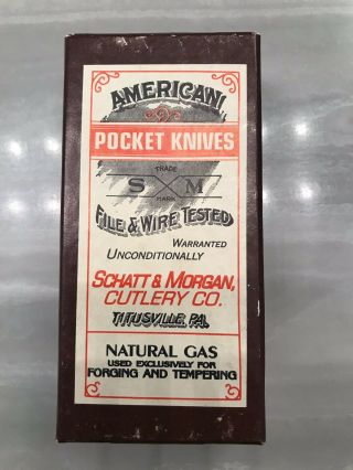 Vintage Nib Schatt & Morgan Pocket Knife Stag Handle Trapper 032101