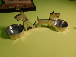 CHRISTOFLE Two Dogs 1933 salt cellars and box complete Art Deco 3