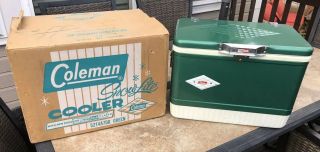 Vintage Coleman Diamond Logo Snow Lite Cooler Green,  Box Small 18 "