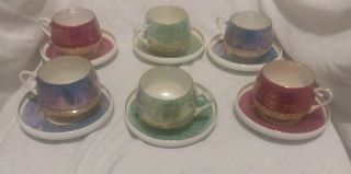 12pcs Vintage Royal Crown Nobility Demitasse Bone China Tea Cup And Saucer 3272